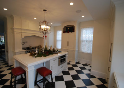 Black and white kitchen remodel with custom island Moorestown NJ