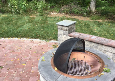Backyard with paver patio and firepit by Moorestown NJ Construction Company