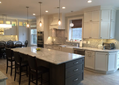 Kitchen remodel with wraparound cabinets and gray subway tile Moorestown NJ