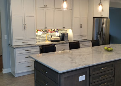 Kitchen remodel with gray cabinets and center island Moorestown NJ