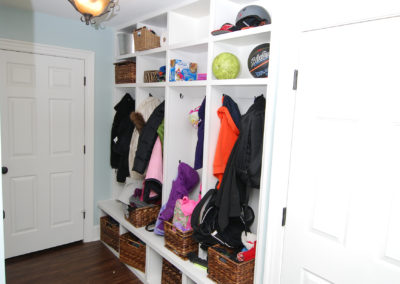 Built-in cabinets and shelves for mudroom entryway Moorestown NJ