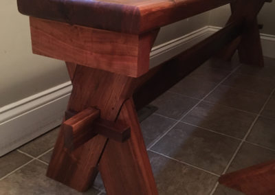 Completed stained wood bench construction Moorestown NJ