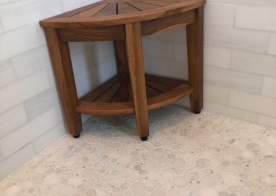 Custom Teak Shower Stool in Remodeled Bathroom Moorestown NJ