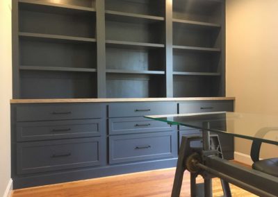 Home office built-in cabinetry with hutch installed by Moorestown, NJ construction company