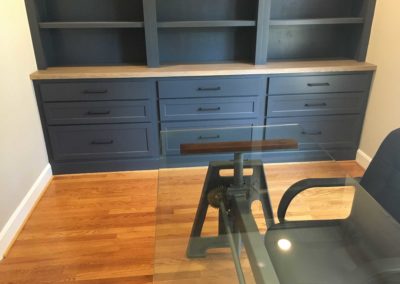 Home office built-in cabinetry with hutch installed by Moorestown, NJ construction company