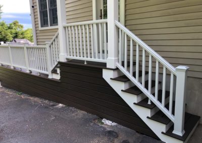 Wrap around decking with side stairway entrance