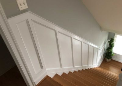 Custom Wainscoting on historic renovation staircase by Moorestown NJ Contractor