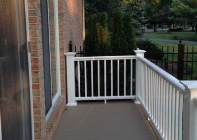 Deck flooring with vinyl railing installation by Moorestown NJ construction company