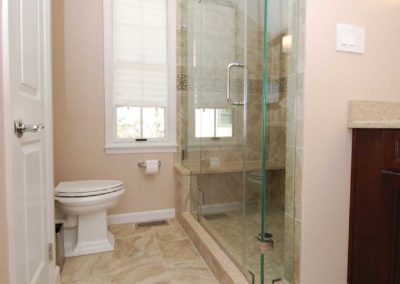Bathroom remodel with glass shower enclosure Moorestown NJ