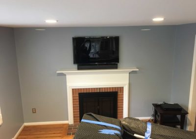 Moorestown NJ contractor preparing to transform this family room fireplace into a wall unit media center