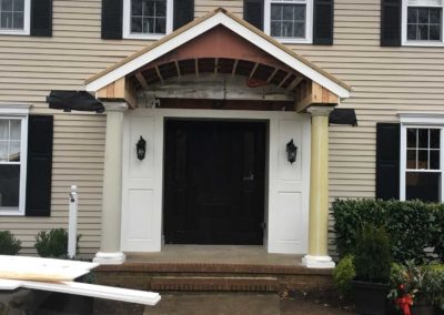 Construction of new portico roof in Moorestown, NJ